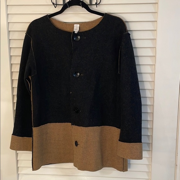 Jones New York Black and Tan Pea Coat - Picture 1 of 12
